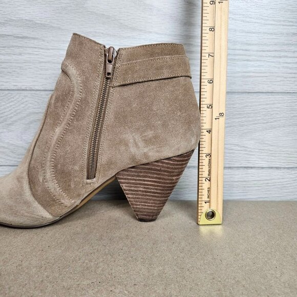 Vince Camuto Ennley Size 11 Suede Open Peep Toe Cut Out Shootie Zip Heel Leather - Picture 10 of 10